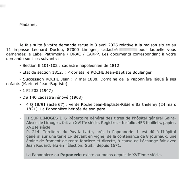Lettre Archive 1671